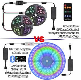 img 2 attached to 🎶 Enhanced 20M Music Color Chasing LED Strip Light Kit, 65.6ft 24V IP65 Waterproof RGB LED Tape Light, Works With SP107E and Supports iOS Android, Ideal for Home Decorations