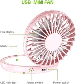 img 1 attached to 💨 Cellet 3 Speed Portable Mini Fan with Compact Mirror: USB Rechargeable Cosmetic Beauty Air Cooling Fan - Buy Now!