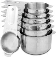 🥄 premium set of 7 heavy duty measuring cups - 18/8 stainless steel with ring connector for added convenience – silver logo