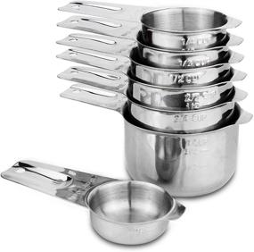 img 1 attached to 🥄 Premium Set of 7 Heavy Duty Measuring Cups - 18/8 Stainless Steel with Ring Connector for Added Convenience – Silver