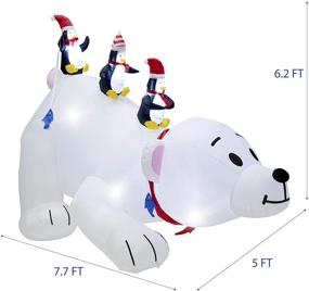 img 2 attached to 🎄 7.7(L) x 6 FT(H) Juegoal Christmas Inflatables: Lighted Polar Bear with Three Penguins - Blow Up White Bear Happy Fishing Penguin, Ideal for Indoor Outdoor Xmas Winter Decor Lawn Yard Garden Decoration