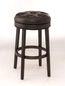 img 2 attached to 🪑 Hillsdale Krauss Backless Swivel Stool: Elegant Gray Faux Leather Barstool