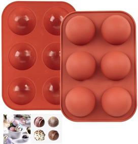 img 4 attached to 🍫 6-Hole Silicone Mold Set - Perfect for Chocolate, Cake, Jelly, Pudding, Handmade Soap - Round Shape Semi-Sphere Mold - Pack of 2