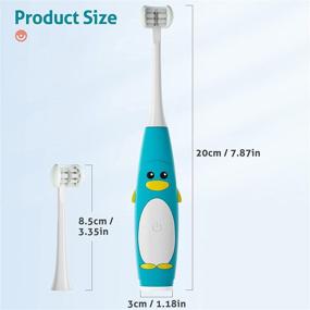 img 3 attached to 🦷 Kids Electric Toothbrush with 3 Sided Brush & Intelligent Timer - 2 Brush Heads, 5 Gears, IPX7 Waterproof, USB Cable