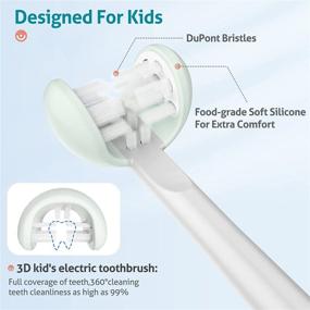 img 2 attached to 🦷 Kids Electric Toothbrush with 3 Sided Brush & Intelligent Timer - 2 Brush Heads, 5 Gears, IPX7 Waterproof, USB Cable