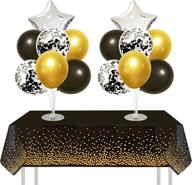 enhance your table decor with elecrainbow 2 sets balloon table stand kit and glittering black table cloth: includes black pearl & confetti balloons, gold metal balloons, silver star balloons логотип