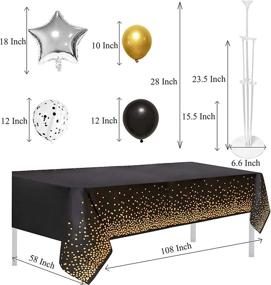 img 1 attached to Enhance Your Table Decor with Elecrainbow 2 Sets Balloon Table Stand Kit and Glittering Black Table Cloth: Includes Black Pearl & Confetti Balloons, Gold Metal Balloons, Silver Star Balloons