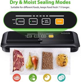 img 3 attached to 🔒 KOIOS Food Saver Vacuum Sealer Machine - 86Kpa, Dry & Moist Food Modes, Automatic with Built-in Cutter, External Vacuum Function, LED Indicator Lights - Black