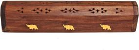 img 3 attached to 🔥 Raajsee Elegant Handcrafted Wooden Brown Incense Stick Holder Burner Storage Coffin Box - Ash Catcher with Exquisite Brass Inlay -Home Decor & Accessories -Meditation -Ideal Gift for All Occasions, 12x2 inch