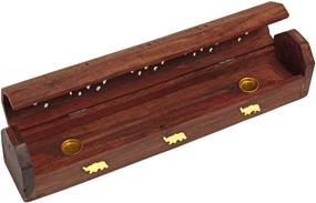 img 1 attached to 🔥 Raajsee Elegant Handcrafted Wooden Brown Incense Stick Holder Burner Storage Coffin Box - Ash Catcher with Exquisite Brass Inlay -Home Decor & Accessories -Meditation -Ideal Gift for All Occasions, 12x2 inch