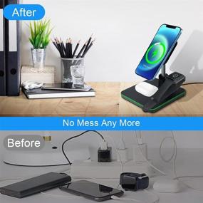 img 3 attached to 🔌 15W Fast Charging Dock - Foldable 3-in-1 Magnetic Wireless Charger Station, SICOTOOL - Compatible with iPhone 13 Series, iPhone 12/12 Pro Max/Mini/AirPods/iWatch Series - Includes QC3.0 Adapter