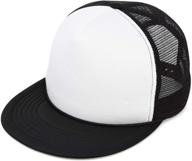 🧢 dalix flat billed trucker hat: stylish mesh back, adjustable snapback cap in solid two toned design - sizes s, m, l logo