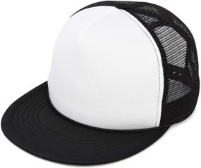 img 4 attached to 🧢 DALIX Flat Billed Trucker Hat: Stylish Mesh Back, Adjustable Snapback Cap in Solid Two Toned Design - Sizes S, M, L