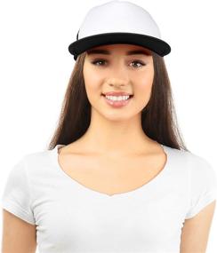 img 1 attached to 🧢 DALIX Flat Billed Trucker Hat: Stylish Mesh Back, Adjustable Snapback Cap in Solid Two Toned Design - Sizes S, M, L