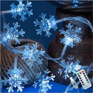 40led white snowflake christmas lights: 20ft fairy lights for xmas tree & home, remote control with 8 modes & timer - indoor/outdoor patio decor логотип