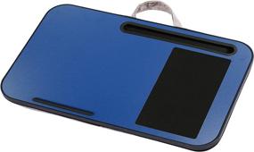 img 4 attached to 🔵 Многофункциональная портативная угловая подушка-подставка для колена - синяя, 12.25" x 19.5" x 2.5" - идеально подходит для ноутбука 17" с встроенной подставкой для мыши и держателем для телефона