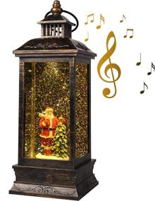 img 4 attached to 🎅 Magical Christmas Snow Globe Lantern with 6H Timer, Musical Lighted Water Glittering Santa Lantern – Perfect Home Decor & Christmas Gift
