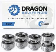 🔥 fireball dragon skateboard bearings for longboards and inline roller skates- rollerblades, set of 8 bearings with dual labyrinth seal shields logo