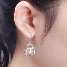 img 2 attached to 🦕 Sterling Silver Dinosaur Sloth Ladybug Snake Flamingo Frog Easter Bunny Owl Horse Elephant Bat Cardinal Earrings - Statement Diamond Hypoallergenic Studs for Women, Teens, and Girls - Animal Cut Earring