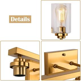 img 1 attached to Brass Vanity Light with Clear Glass Shades for Bathroom, Kitchen, Living Room - Vintage Wall Sconces Fixture, 2 Lights, Over Mirror Lighting for Hallway, Bedroom