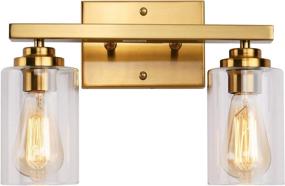 img 4 attached to Brass Vanity Light with Clear Glass Shades for Bathroom, Kitchen, Living Room - Vintage Wall Sconces Fixture, 2 Lights, Over Mirror Lighting for Hallway, Bedroom