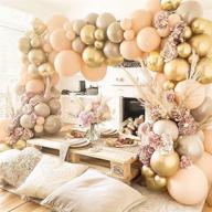 набор "blush gold caramel coffee balloon garland kit": потрясающая априкосово-коричневая нюдовая гирлянда из воздушных шаров в карамельном стиле для празднования дня рождения, выпускного, садовой вечеринки, свадьбы, встречи в честь рождения ребенка. логотип