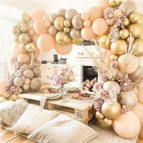 img 4 attached to Набор "Blush Gold Caramel Coffee Balloon Garland Kit": потрясающая априкосово-коричневая нюдовая гирлянда из воздушных шаров в карамельном стиле для празднования дня рождения, выпускного, садовой вечеринки, свадьбы, встречи в честь рождения ребенка.