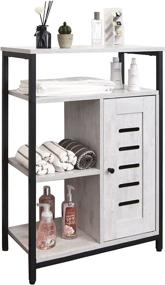 img 4 attached to 🔳 LELELINKY Vintage White Storage Cabinet: 3 Shelves, 1 Cupboard, Floor Freestanding Organizer for Kitchen, Bedroom, Livingroom – Wooden Cabinet with Metal Frame