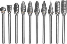 img 4 attached to 🔧 Yakamoz 10pcs 1/8 Inch (3mm) Shank Single Cut Tungsten Steel Carbide Rotary Burrs Set for Woodworking Drilling Carving Engraving Tools