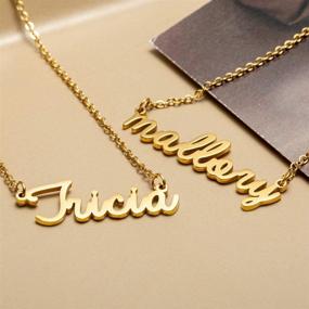 img 1 attached to 18K Gold Plated Personalized Name Necklace - Ideal Bridesmaid or New Mom Gift for Women by Awegift Jewelry