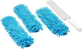 img 1 attached to Amazon Basics Chenille Duster Set with 3 Blue and White Pads