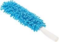 amazon basics chenille duster set with 3 blue and white pads logo