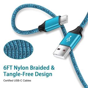 img 2 attached to 🔌 Fast Charging USB C Cable – Type C Nylon Phone Charger Cables (6ft, 2 Pack) for Samsung Galaxy S21+/S20+ Ultra, Note 21 Plus/20/10, A32/A12/A52/A72, S10/S9, Moto Z/G Power/Fast Stylus/Pro, LG V60