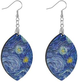 img 3 attached to 🌌 GIGIBE Starry Night Van Gogh Abstract Waterdrop Shape Earrings: Chain Dangle, Hinged Hoop Pendant Earrings for Women and Girls. Crawler Hook Accessories.