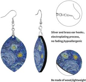 img 2 attached to 🌌 GIGIBE Starry Night Van Gogh Abstract Waterdrop Shape Earrings: Chain Dangle, Hinged Hoop Pendant Earrings for Women and Girls. Crawler Hook Accessories.