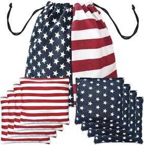 img 4 attached to 🌽 Nattork Premium Cornhole Bags - All Weather Duckcloth Bean Bags Set of 8 for Tossing Game - Regulation Weight & Size with Tote Bag