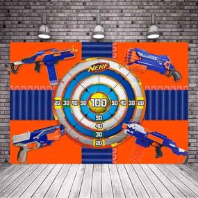 img 2 attached to 🎯 Dart War Party Backdrop Gun Shooting Targets Blaster Background for Boy's Photo Booth - 7x5ft Banner for Cake Table Supplies (LSVV1190)