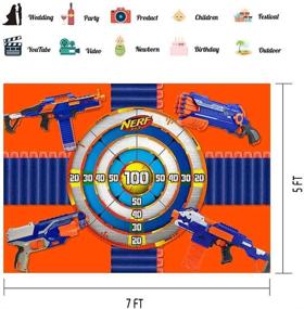 img 3 attached to 🎯 Dart War Party Backdrop Gun Shooting Targets Blaster Background for Boy's Photo Booth - 7x5ft Banner for Cake Table Supplies (LSVV1190)