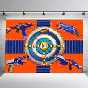 img 1 attached to 🎯 Dart War Party Backdrop Gun Shooting Targets Blaster Background for Boy's Photo Booth - 7x5ft Banner for Cake Table Supplies (LSVV1190)