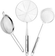 🕷️ cycearth stainless steel spider strainer skimmer ladle set - fine mesh strainer for kitchen cooking, frying, draining, and filtering logo