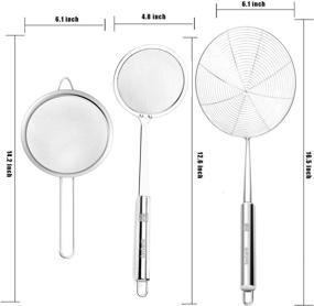 img 2 attached to 🕷️ CycEarth Stainless Steel Spider Strainer Skimmer Ladle Set - Fine Mesh Strainer for Kitchen Cooking, Frying, Draining, and Filtering