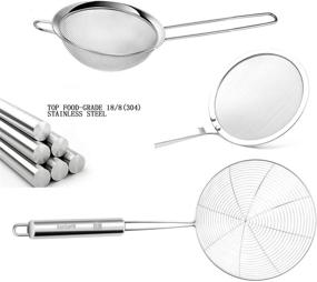 img 3 attached to 🕷️ CycEarth Stainless Steel Spider Strainer Skimmer Ladle Set - Fine Mesh Strainer for Kitchen Cooking, Frying, Draining, and Filtering