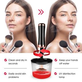 img 3 attached to 💄 HENMI Makeup Brush Cleaner - Top-rated Electric Cleaning Tool with USB Charging, 2 Speeds, and 8 Rubber Collars for All Brush Sizes - Innovative Cosmetic Brush Spinner for Beauty Enthusiasts