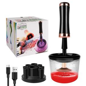 img 4 attached to 💄 HENMI Makeup Brush Cleaner - Top-rated Electric Cleaning Tool with USB Charging, 2 Speeds, and 8 Rubber Collars for All Brush Sizes - Innovative Cosmetic Brush Spinner for Beauty Enthusiasts