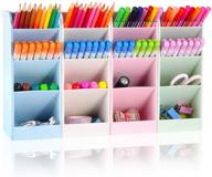 🖊️ sitake pen pencil holder organizer: 4 color marker storage for big desk organization. cute kawaii stationery for kids, girls, officer, and school supplies (4 colors big) логотип