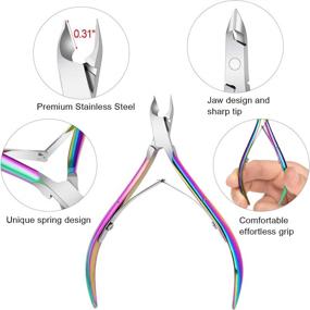 img 2 attached to Premium Stainless Steel Cuticle Nipper Set - 4 Packs for Manicure & Pedicure at Home/Spa/Salon in Gold and Rainbow Color
