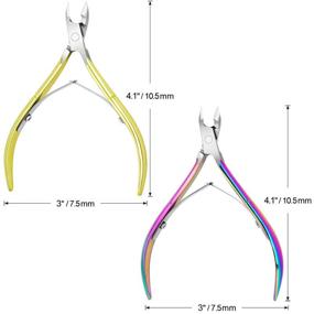 img 3 attached to Premium Stainless Steel Cuticle Nipper Set - 4 Packs for Manicure & Pedicure at Home/Spa/Salon in Gold and Rainbow Color