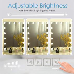 img 3 attached to 💡 Fenair Bluetooth Vanity Mirror with Lights, Hollywood Lighted Mirror for Tabletop and Wall Mounting, 3 Color Lighting Modes, 15 Dimmable Bulbs, USB Outlet, 10X Magnification
