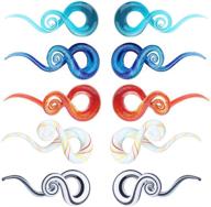 👂 missdaisy glass ear spiral taper piercing set - 5 pairs | gauges | multi-color ear plug hangers expander logo