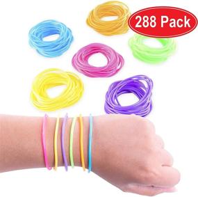 img 3 attached to 80s Colorful Retro Rock Pop Star Rainbow Diva Disco Jelly Neon Gel Bracelets Bands - Assorted 288pk